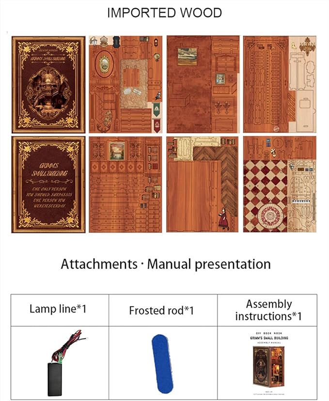 Book Nook Kit - DIY Miniature House Dollhouse 3D Puzzles for Adults and Teens - Gifts for Family and Friends Bookshelf Decor Tiny House Model Build with LED Light (BV02-003)