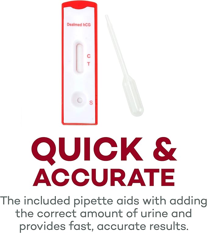 Dealmed HCG Urine Cassette Pregnancy Test, 25 Count, HCG Pregnancy Tests with Disposable Pipettes, Early Detection Pregnancy Test Kit