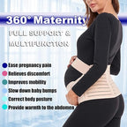 ChongErfei Maternity Belt, Pregnancy 3 in 1 Support Belt for Back/Pelvic/Hip Pain, Maternity Band Belly Support for Pregnancy Belly Support Band (S: Fit Ab 31.5"-43.3", Beige)