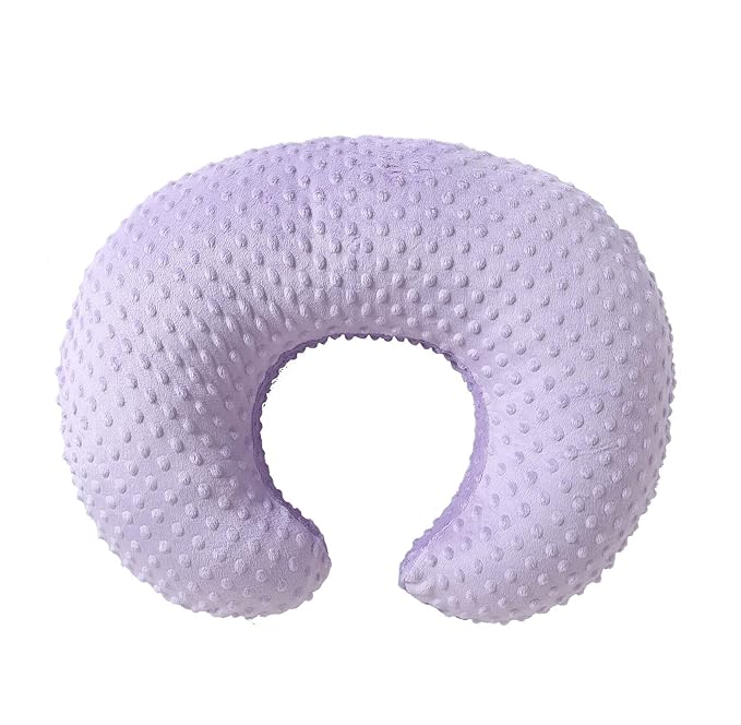Nursing Pillow and Positioner, Breastfeeding, Bottle Feeding, Baby Sitting Support with Removable Ultra Soft Cover, Tummy Time Support for Baby Boys and Girls (Orchid)