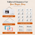 White Ultrasound Sonogram Picture Frame with Milestone Tracker – Elegant Wooden Keepsake for Expecting Parents – Nursery Décor Gift for New Moms – Countdown Tiles Included – 12" x 6" Design