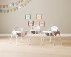 Foundations Secure Sitter Feeding Chairs Multipack, No-Tip Feet, 3-Point Adjustable Harness, Removable Tray, Easy to Clean, Stackable Feeding Chairs, 3 Pack (11 inch)