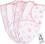 Biloban Baby Swaddle for Girls 0-3 Months, Cotton Blanket, Newborn Essentials, Lovely Pink Print, 4 Pack