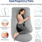 cauzyart Pregnancy Pillows for Sleeping, U Shaped Full Body Maternity Pillow with Removable Cooling Cover(Gray)