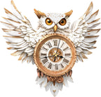 3D Puzzles for Adults Clock-Snowy Owl Design Model Kit-Mechanical DIY Pendulum Clock with Roman Numerals-Desk Home Office Decor Personalized Gift for DIY Lovers