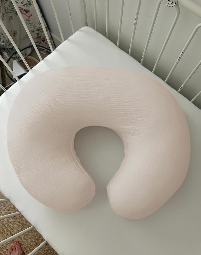 Nursing Pillow Covers, Muslin Nursing Cover for Breastfeeding Pillows, Comfortable for Baby Girls and Boys (Dusty Rose)