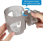 Accmor Universal Cup Holder, Stroller Cup Holder, 360° Rotatable Large Caliber Designed Bottle Holder for Stroller, Bike, Wheelchair, Walker, Scooter, Transparent Grey