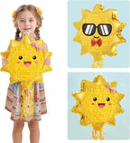 WERNNSAI Sun Pinata-Sunshine Party Decorations pull string Sun Pinata with Blindfold and Bat for Girls Kids Sun Brithday Baby Shower Summer Party Game Supplies