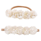 Baby Girl Nylon Headbands Flower Hair Bows Accessories-Elastic Hair Band Crown Handmade FLoral Wraps Birthday Gifts for Girls Newborn Infant Toddler 3Pcs