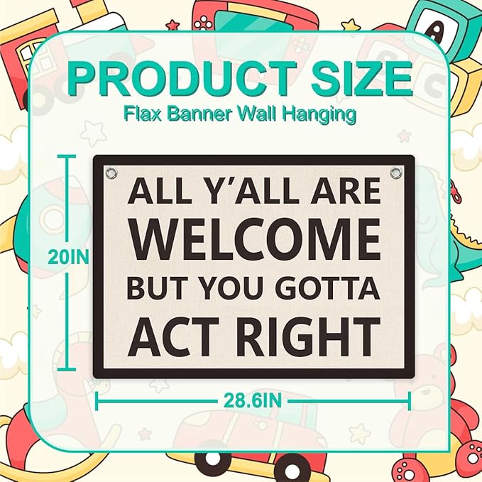 Welcome Sign Funny Welcome Banner, Trendy Retro Wall Hanging, Wall Decor, Banner Flag, Wall Flag Classroom Playroom Home Entryway Living Room Office Decor, Banner for Room, Black and White