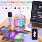 FLUESTON Mini Karaoke Machine for Kids Adults, Portable Bluetooth Speaker with 2 Wireless Microphones, Birthday Kids Gifts Toys for Girls Ages 3, 4, 5, 6, 7, 8, 9,10,11,12+ Years Old