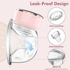 Wearable Breast Pump Hands Free of Longer Battery Life & LED Display, Portable Electric Breast Pump with 3 Modes & 9 Levels & Low Noise, 24 mm Flange, 2 Pcs Pink
