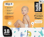 Hello Bello Premium Baby Diapers Size 5, 18 Count of Disposable, Extra-Absorbent, Hypoallergenic Baby Diapers with Snug and Comfort Fit, Sleepy Sloth
