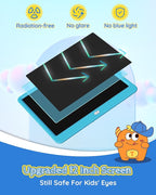 TEKFUN LCD Writing Tablet for Kids Boys Toys, 12 Inch Erasable Doodle Board Colorful Doodle Pad, Mess Free Coloring Board Games Toys Gifts for Toddlers Boys Adults (Blue)