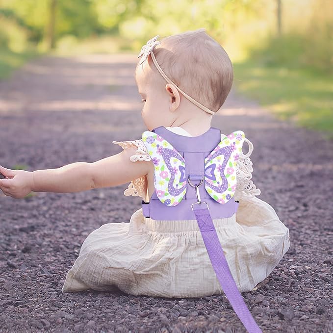 Accmor Toddler Harness Leash + Anti Lost Wrist Link, Cute Butterfly Kids Leash Wristband Assistant, Adorable Child Walking Harness Strap Adjustable Belt Protector for Baby Girls to Outdoor Travel