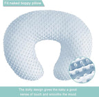 iEvolve Minky Nursing Pillow Cover Breast Feeding Pillow Cover Slipcover U Shape for Baby Boy Girl,Cover Only(Babyblue&White, Pack of 2)