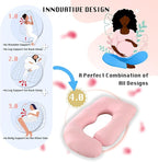 Pregnancy Pillow, Full Body Maternity Pillow 57 inch, with Removable Washable Cover - Sleep Support for Legs, Back, Neck, Shoulder, HIPS, Belly for Pregnent Women, Jersey Knit Cotton (Pink)