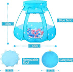Baby Ball Pit for Toddler with 50 Balls, Kids Pop Up Play Tent for Girls, Princess Toys for Children Indoor & Outdoor Playhouse with Carry Bag (Bule: Pink/White/Babyblue, 109x90cm/50 Balls)