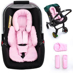 Infant Car Seat Insert with 3 Shoulder & Crocth Covers, Thickened Carseat Head and Body Support for Infant, Reversible Baby Car Seat Cushion for Boys Girls, Soft Mink Dot Newborn Insert for Preemie