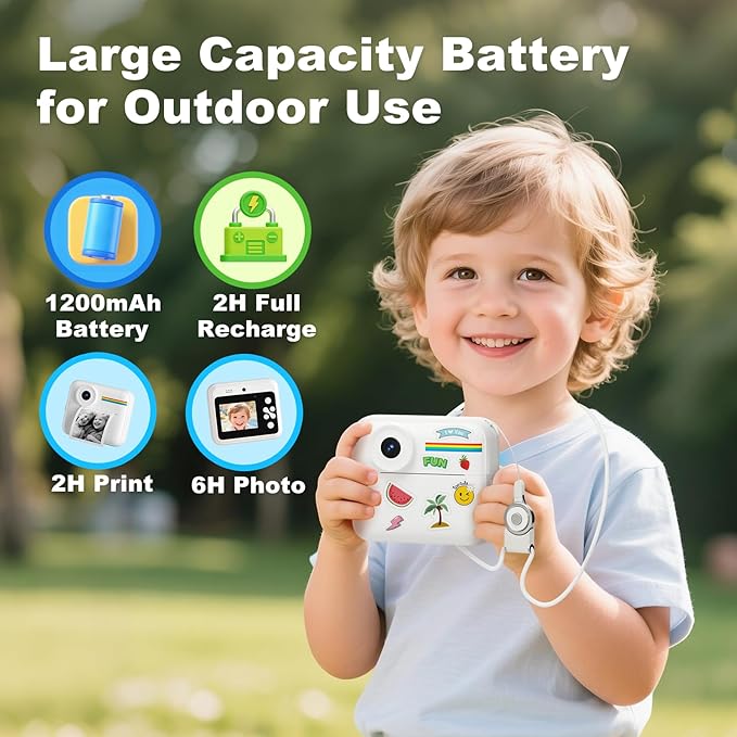 OTJ Kids Camera Instant Print - 1080P Kids Instant Cameras That Print Photos with 32GB Card - Daurable Kid Digital Camera Birthday Gift for Girls and Boys 3 4 5 6 7 8 9 10 Year Old