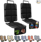 Car Seat Protector for Child Car Seat, 2 Pack Baby Car Seat Covers with Mesh Pockets & Non-Slip Backing 600D Durable Seat Protector Under Baby Car Seat for Car Back Seat (Black, Large)