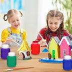 Kids Painting Set, Washable Paint for Kids 8 Colors, Non Toxic Tempera Paint 2 Ounce Each, Paints for Toddlers Art, Craft, School and Home Finger Paints Projects