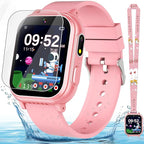 Waterproof Smart Watch for Kids Girls Age 5-12 with 32 Games, Dual Camera, Habit Tracking, Music Player, Video, HD Touchscreen Kids Smart Watch Birthday Gift Toy for 3-12 Year Old (Light Pink)