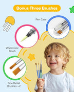 TECJOE Paint with Water Coloring Books for Toddlers, Marine Animal Series Watercolor Set with 3 Brushes, Mess Free Painting Activity for Kids Ages 4 5 6 7 8, Christmas Gifts Arts & Crafts Toy