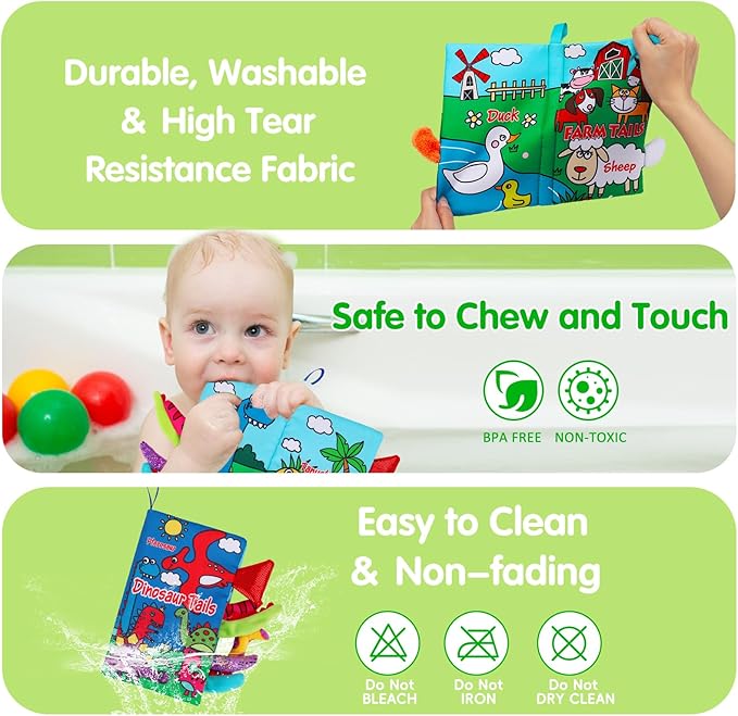 2 PCS High Contrast Crinkle Baby Books 0-6 Months Interactive Sensory Baby Toys 9-12 Month Montessori Activities Touch Feel Infant Book 0-3-6 Month Car Seat Travel Essentials Newborn Development Gift