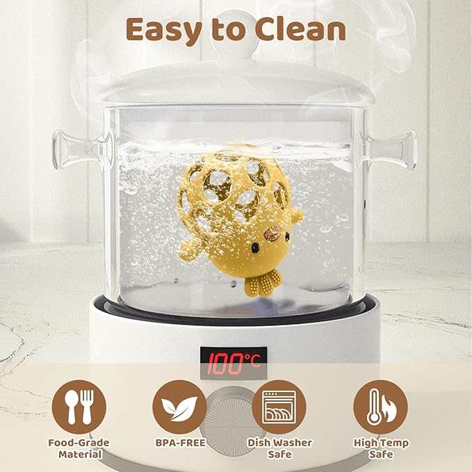 Baby Bear Teething & Stacking Toy Set - Teething Toys Silicone Teethers, Soft Baby Stacker Rings Teether, Learning Toy Gift for Boys and Girls 6+ Months (Beige)