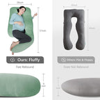 MOON PARK Pregnancy Pillows for Sleeping - U Shaped Full Body Maternity Pillow with Removable Cover - Support for Back, Legs, Belly, HIPS - 57 Inch - Green - Cooling Cover