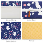 SMZCTYI Toddler Booster Seat for Dining Table, Stronger Support Non-Slip Bottom Double Safe Straps Booster Seat Dining Toddler, Portable Travel Increasing Cushion (Navy Blue Rabbit)