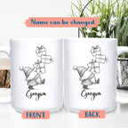 Cute Gnome With Box Accent Mug Cup Gift, Personalized Choose Name Gnome Ceramic Teacup 11 Oz 15 Oz, Unique Coffee Mug Gift For Gnomes Lover Kids Child Birthday, Custom Gnomes White Travel Mugs Gifts