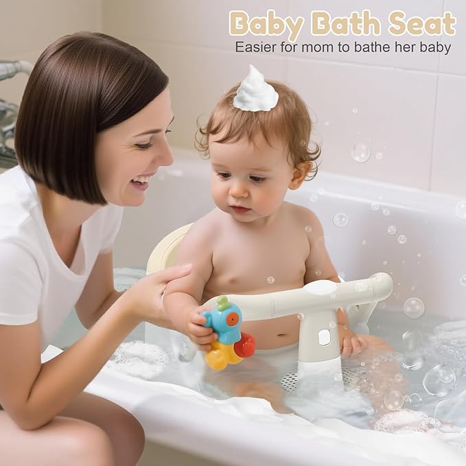Baby Bath Seat for Babies 6 Months & Up Sitting Up, Non-Slip Baby Bath Chair with Suction Cup, Safe and Comfortable Portable Infant Bath Seat for Bathroom, Bathtub Tub, Easy to Clean (Yellow)
