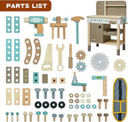 Kids Tool Set,Wooden Tools Bench with Apron Toddler Toy Workbench with Realistic Tools Electric Drill STEM Construction Toy Gifts for Age 3-9 Boys Girls