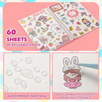 Reusable Sticker Book 60 Sheets, Sticker Collecting Book Album, Reusable Sticker Album,Sticker Organizer,Blank Sticker Book for Adults Children,Sticker Keeper Book with Tweezer and Spatula,A5