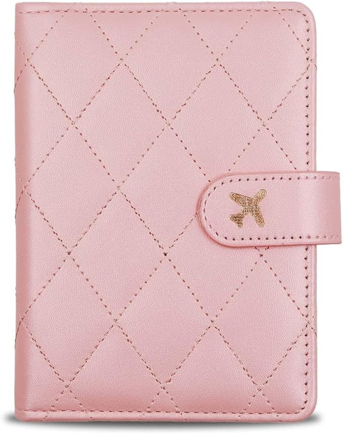 Melsbrinna Rfid Passport Holder for Travel women/Men, Cute Passport Wallet Rfid Blocking Card Slots, Rfid Passport Cover/CaseTravel Wallet, Passport Book Holder (1, LG PINK)