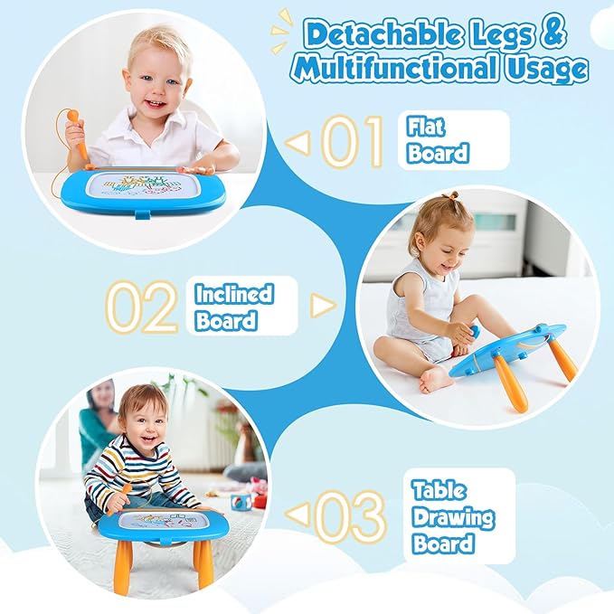 Smasiagon Toddler Girl Boy Toys,Magnetic Drawing Board for Toddlers 1-3,Early Learning Doodle Board Writing Painting Sketch Pad, Birthday Christmas Halloween Easter Gifts for 1 2 3 Year Old (Blue)