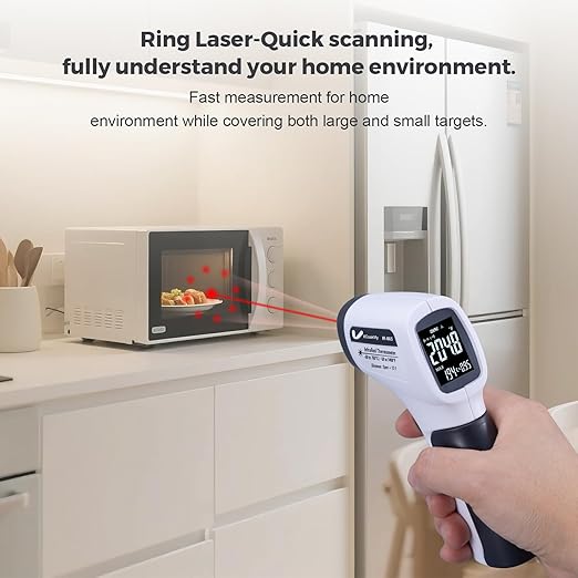 Temperature Gun for Meat,Automotive Infrared Thermometer Gun with Ring Laser DS12:1,Digital Thermal Gun with Adjustable Emissivity&High/Low Alarm,-58~1400℉IR Temp Gun for Engine,Brakes&HVAC