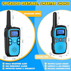 Wishouse Walkie Talkies for Kids Rechargeable Long Range,Xmas Birthday Gift for 4 5 6 7 8 9 Year Old Boys Girls,Hiking Gear Camping Games Cool Toys with NOAA,SOS Siren,Lamp,Lanyards,2 Pack Blue Yellow