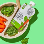 Serenity Kids 6+ Month Organic Veggie Puree Baby Snacks Pouches - Carrot, Spinach & Basil - No Sugar Added, BPA Free & Allergen Free Baby Puree Pouches - 3.5 Oz, 6 Pack