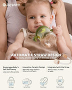 Sippy Cups for Toddlers 1-3, Spill Proof Weighted Straw Cup with Handle for Baby 6 Months + old, 2 Pack, Total 4 Silicone Straws, PPSU, BPA Free, 9 oz (Green)