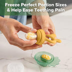 Haakaa Baby Fruit Food Feeder & Mini Freezer Nibble Tray Combo, Breastmilk Popsicle Molds for Baby Cooling Relief, BPA Free Silicone Feeder for Safe Infant Self Feeding, 4 Month+ (Mustard)