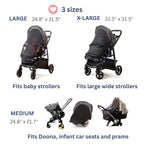 Stroller Sun Shade - Universal UV Protection Cover for Strollers Sunshade with See Through, Clip-On Sun Blocker, Sun Shield for Baby, Breathable Adjustable Fit, Full Coverage, L Black