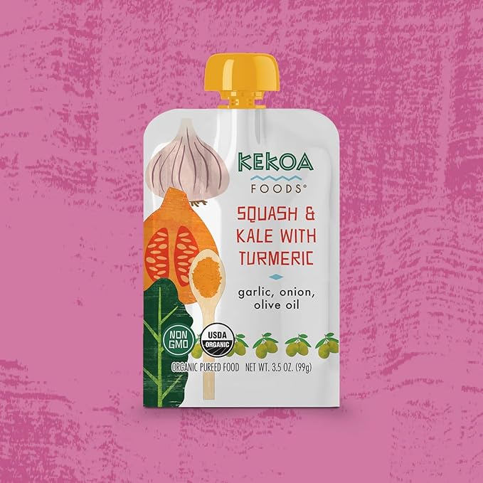 Kekoa Foods Variety Pack Mix 6 Pack - Apple & Ginger, Curry Vegetable Mango, Mango Paprika, Peas & Mint, Shawarma, Artichoke & Cauliflower, Squash & Kale with Turmeric | 3.5 oz Pouches