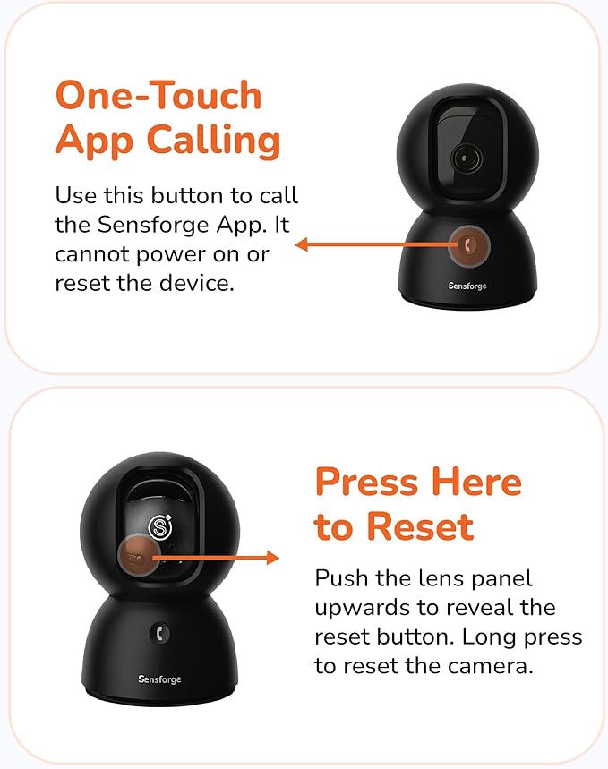 Sensforge 2.5K Black Indoor Pan-Tilt Dome Security Camera, AI Human & Pet Detection, 360° Coverage, Two-Way Audio, Dual-Band Wi-Fi (2.4G/5G), 64GB SD Card Included, No Monthly Fees