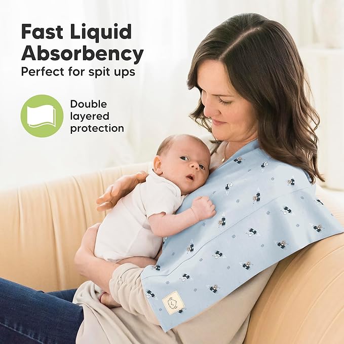 Organic Burp Cloths Baby Boy, Girl - 6-Pack Large Cotton Burping Cloths for Babies, Spit Up Rags, Super Absorbent, Ultra Soft Newborn Rag, Gender Neutral, Machine Washable, Durable (Cosmo)