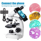 Compound Binocular Microscope, WF10x and WF25x Eyepieces,40X-2000X Magnification, LED Illumination Two-Layer Mechanical Stage…