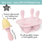 PrimaStella Silicone Petite Pops - Baby Popsicle Mold - BPA Free - Dishwasher Safe - 4 months+ (Dusty Rose Teether Pops)