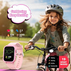 Smart Watch for Kids No Phone Needed, Tempered Glass Fitness Tracker Boy Teens with 19 Sport Modes, Pedometer, Sleep Monitor, Kids Watch Birthday Gifts Toy Gift for Girls Boys 6-16 (Pink)
